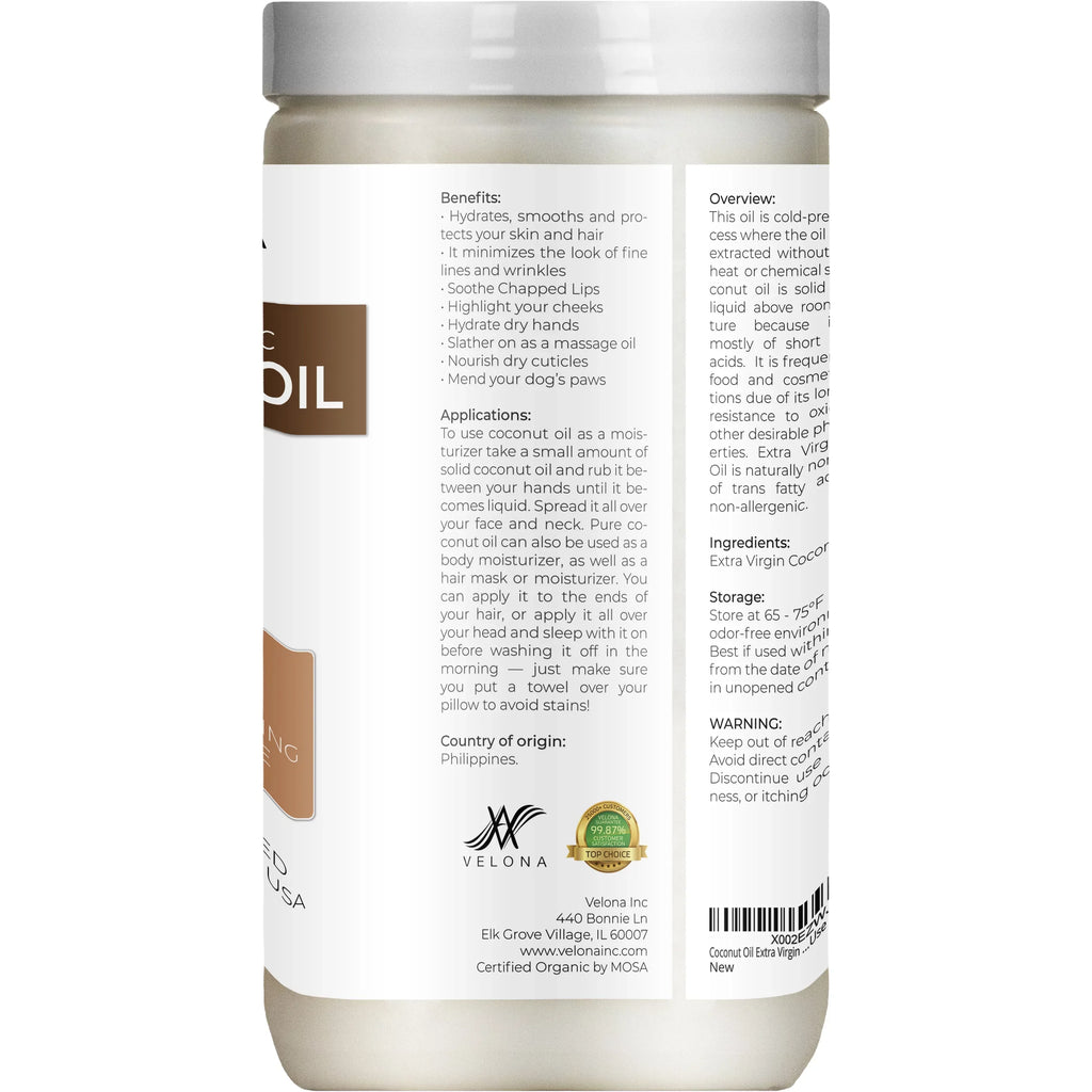 Extra jar Care Skin, Coconut Grade USDA Enjoy Use and Virgin, - Certified Cosmetic Velona Face, | Results Hair Today Virgin | oz Organic 64 Extra Food | Oil - | Cold Pressed | in Body,