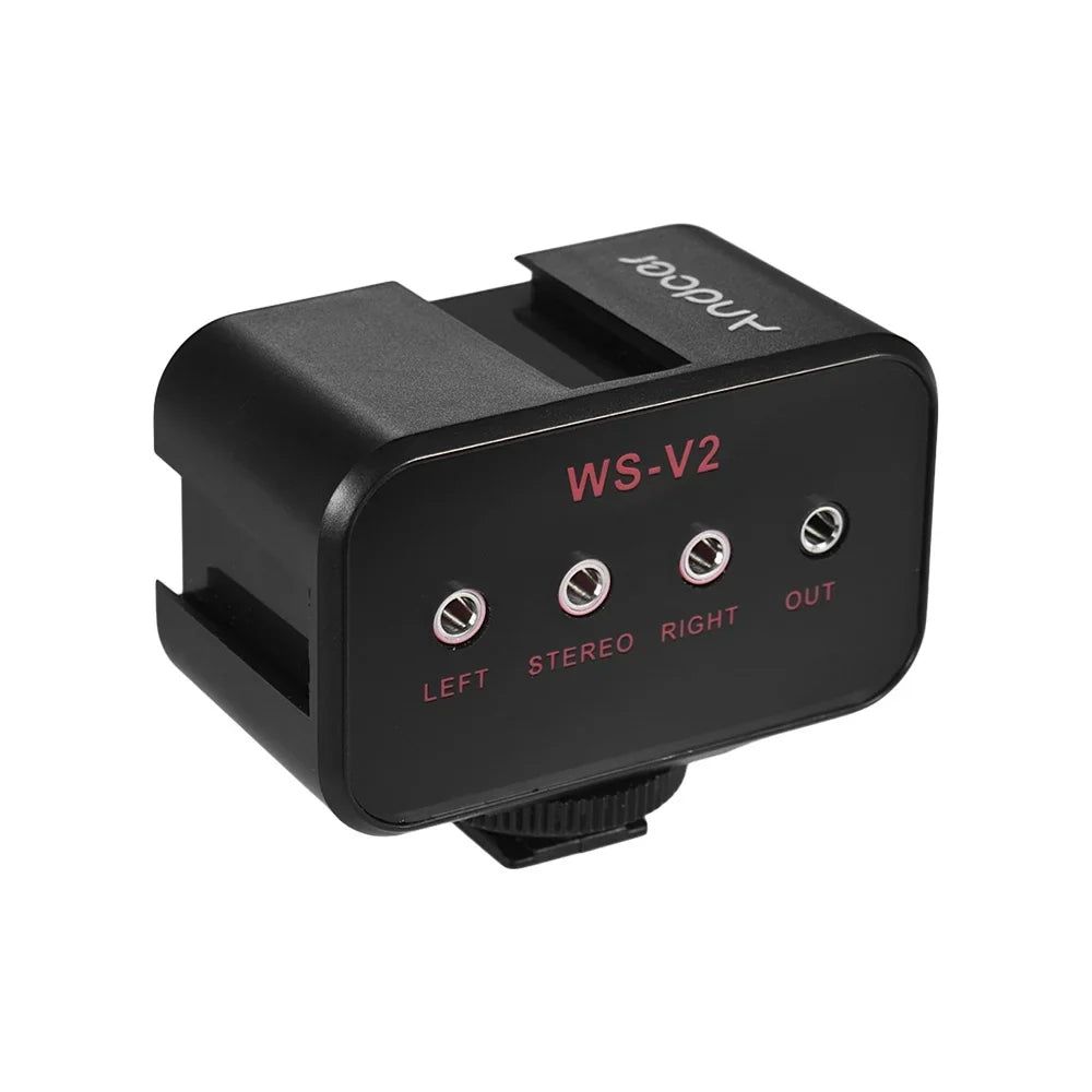 Adapter Output WS-VS Hub & Dual-Channel Camcorder Andoer Mounting Microphone DSLR for Audio Cold Stereo Shoe Mixer 3.5mm