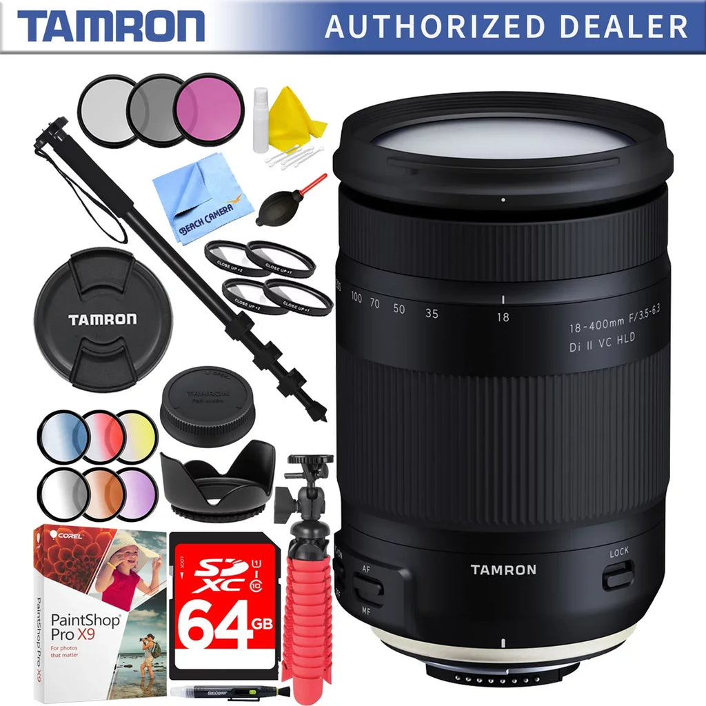 72mm II 18-400mm with Sets Di Bundle for Tamron VC 64GB All-In-One Nikon Lens HLD Accessories f/3.5-6.3 Zoom Filter Plus Mount