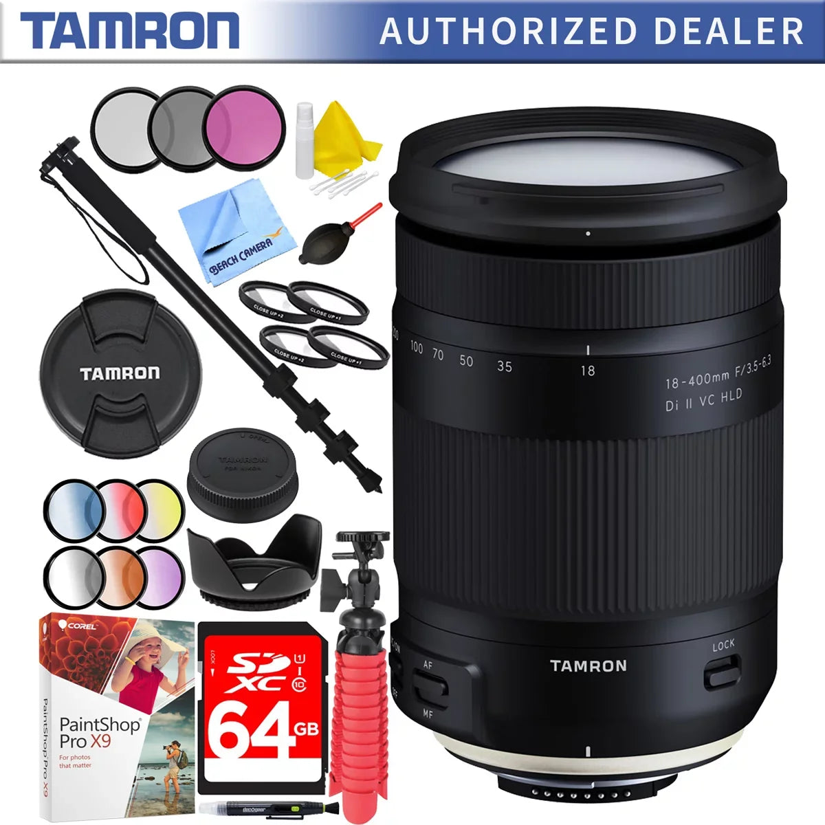72mm II 18-400mm with Sets Di Bundle for Tamron VC 64GB All-In-One Nikon Lens HLD Accessories f/3.5-6.3 Zoom Filter Plus Mount