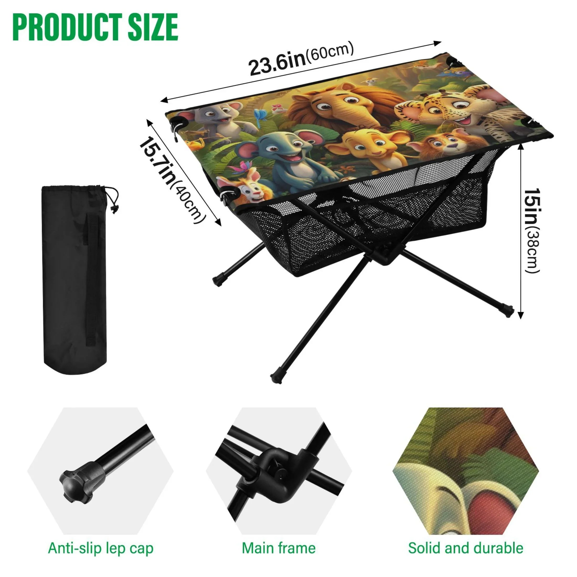 Compact Camping in Fishing BBQ Forest Travel with Elephant Table Beach Portable Storage Bag Outdoor Table for Folding Picnic Table