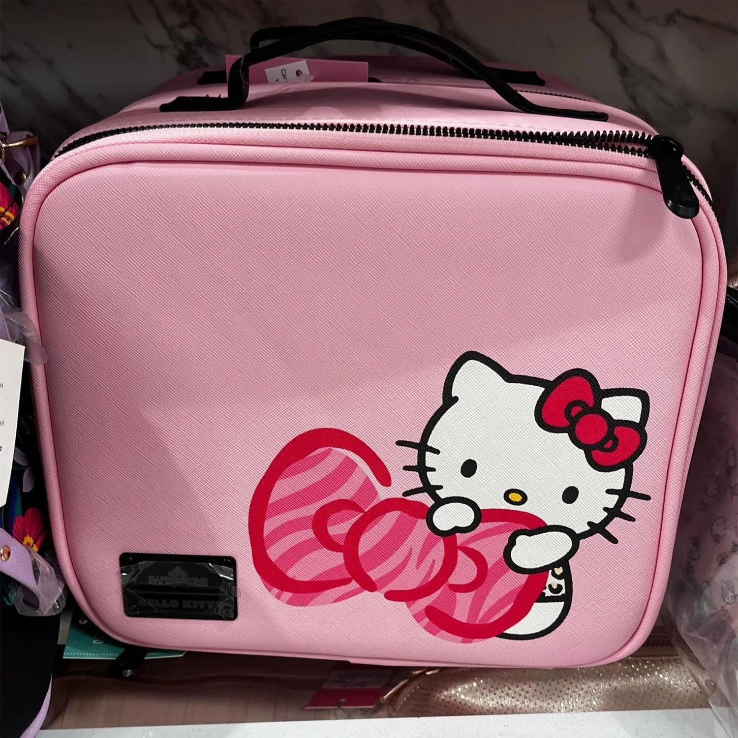 Bag Toiletry Travel Animal) Hello Faux Kitty Leather, Bag Cosmetic Impressions (Pink with Vanity