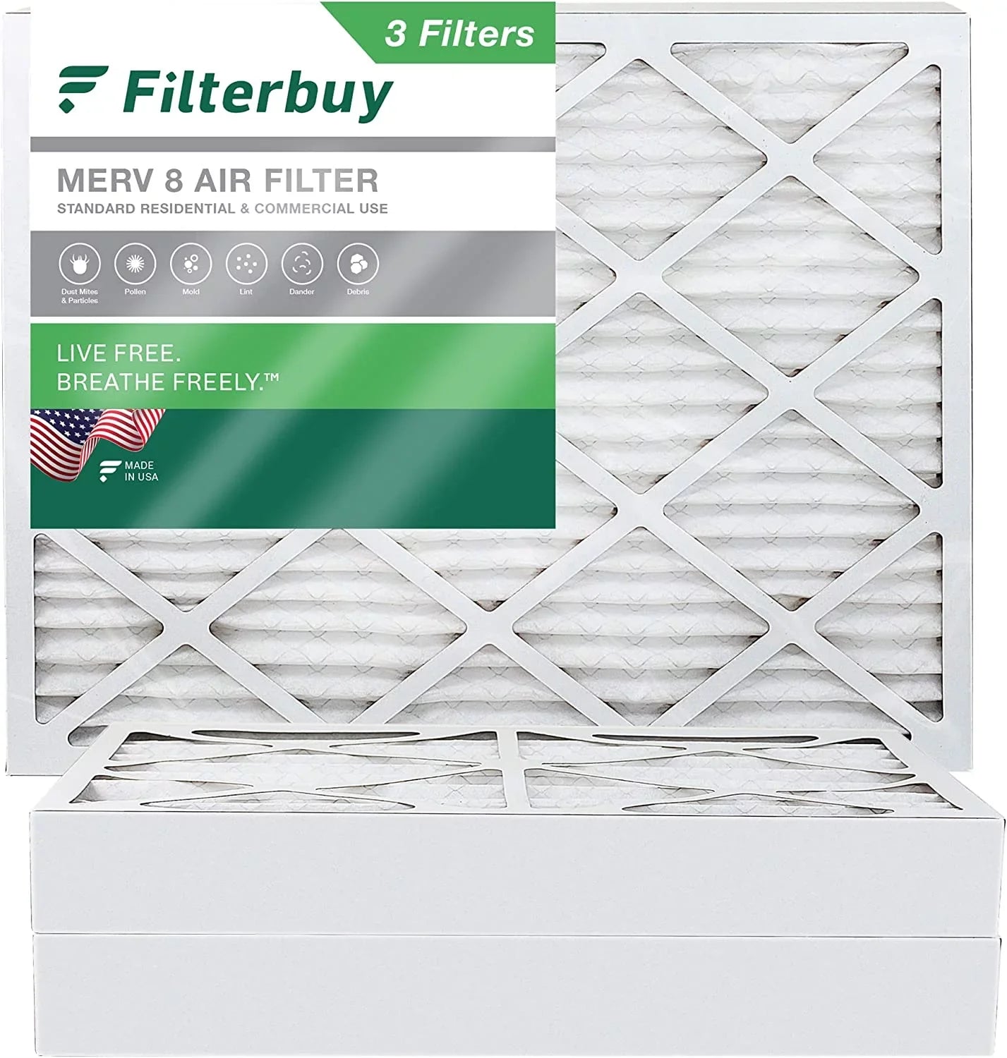 MERV HVAC Pleated 20x24x4 Filters 8 Filterbuy Furnace AC Air (3-Pack)