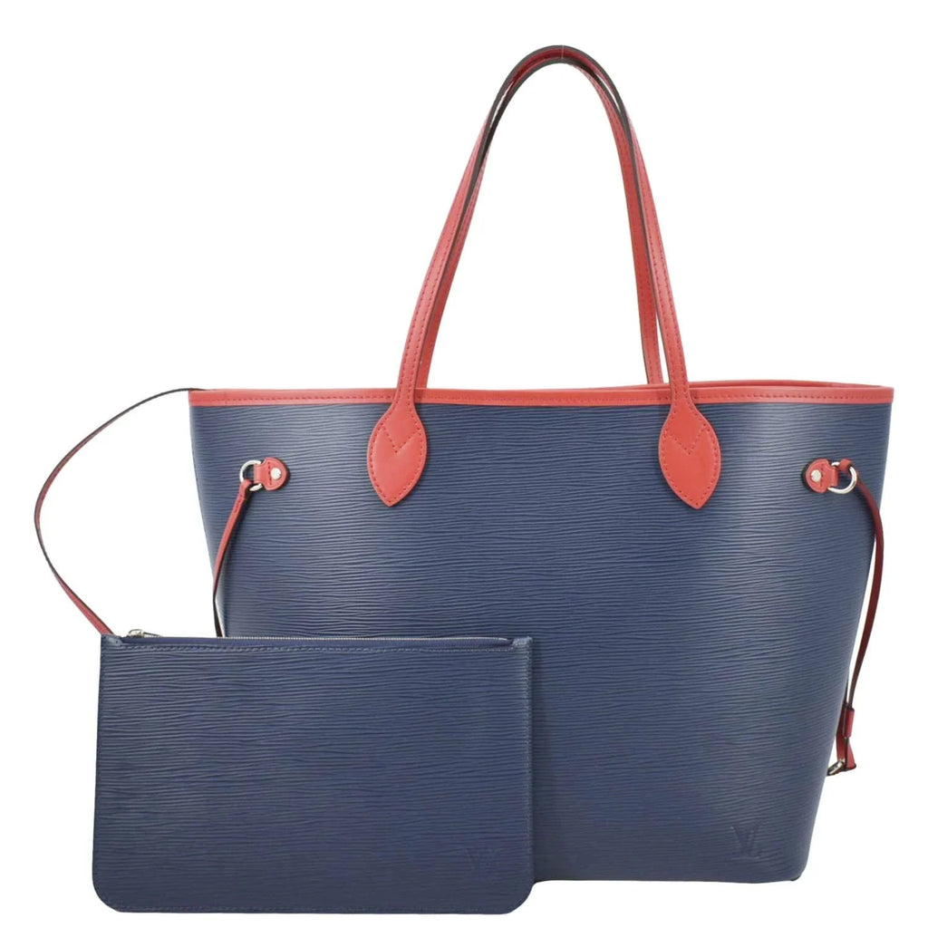 Blue Leather Tote LOUIS VUITTON Neverfull Pre-owned Shoulder Epi Bag PM