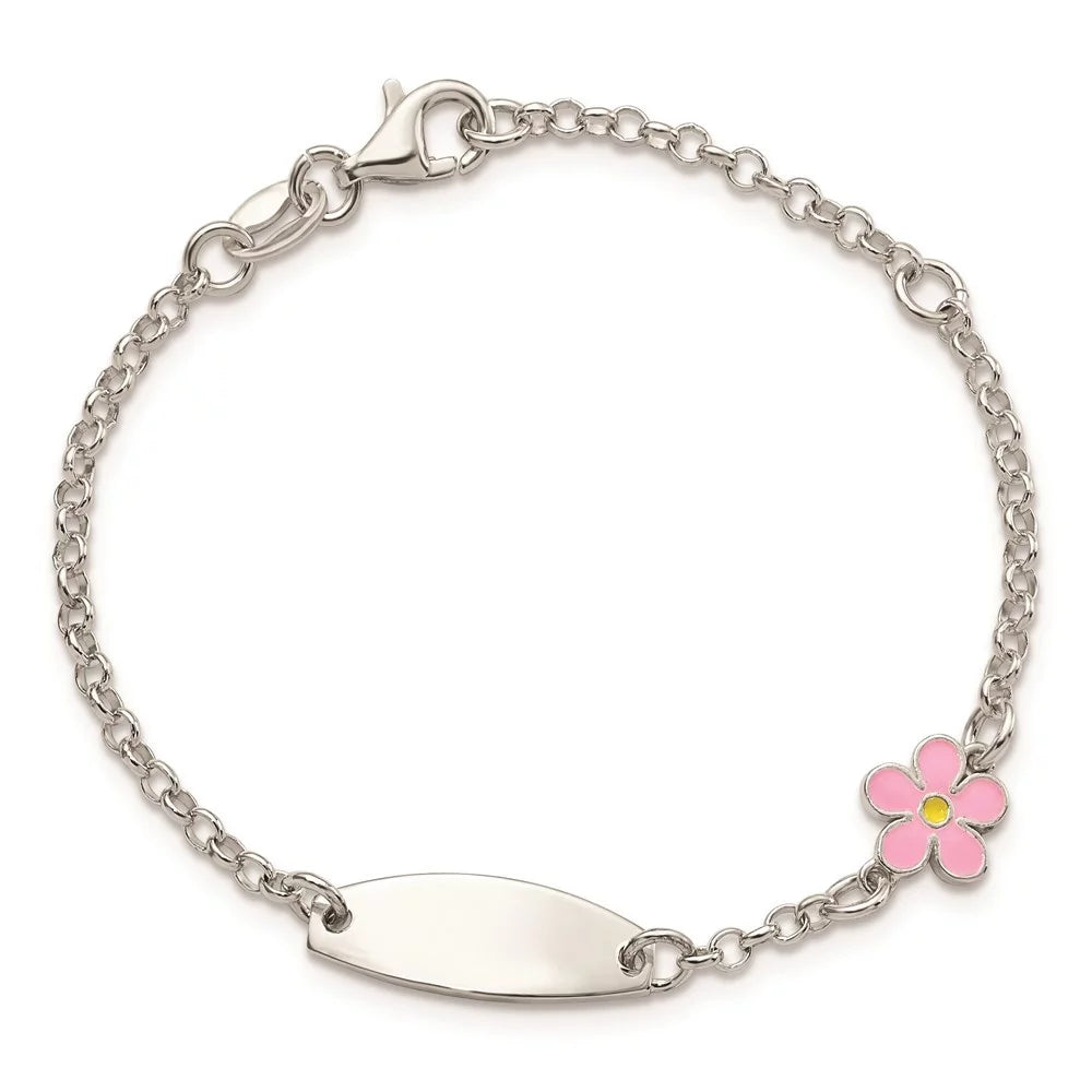 6inch Sterling Bracelet 5inch Auriga for Id Silver Flower Women 925 Enameled