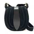 Messenger Womens - Leather Black Bag, Italian Suede Artisan Small Vintage Lara