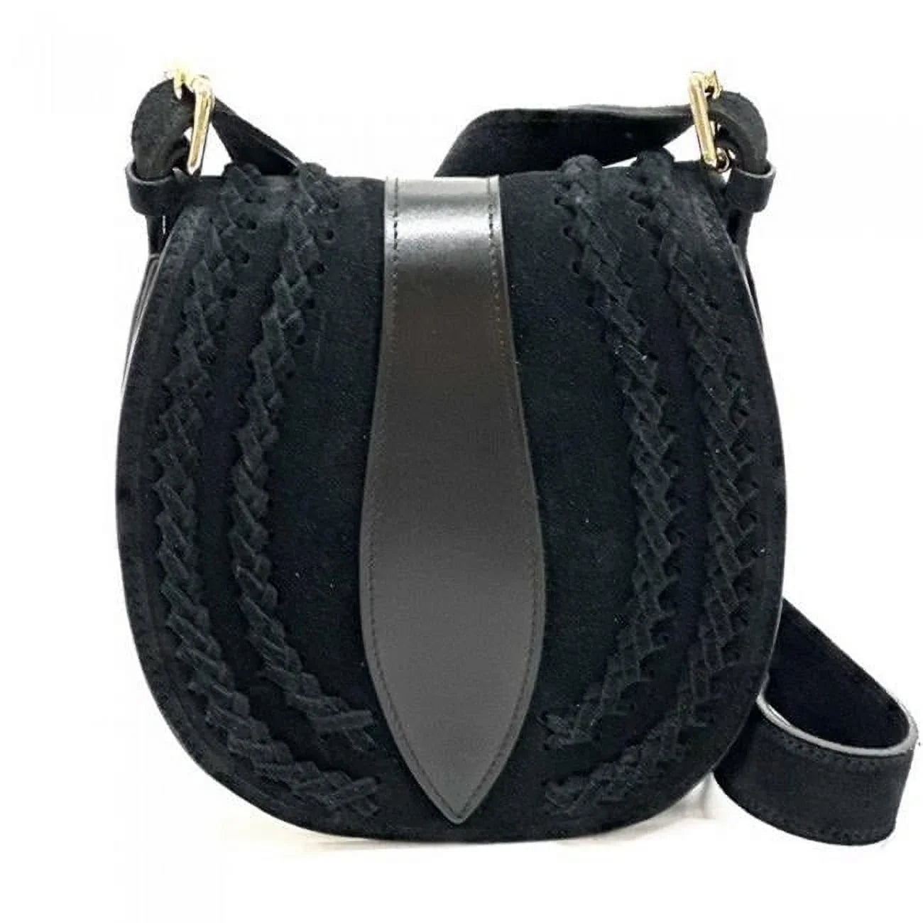 Messenger Womens - Leather Black Bag, Italian Suede Artisan Small Vintage Lara