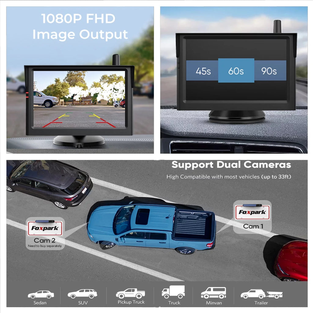Reverse View License RV with Monitor Rear Installation,Solar Camera for Easy for Channels Camera Backup Battery System Car, Plate 2 Parking Wireless Camera Solar Wireless Trailer