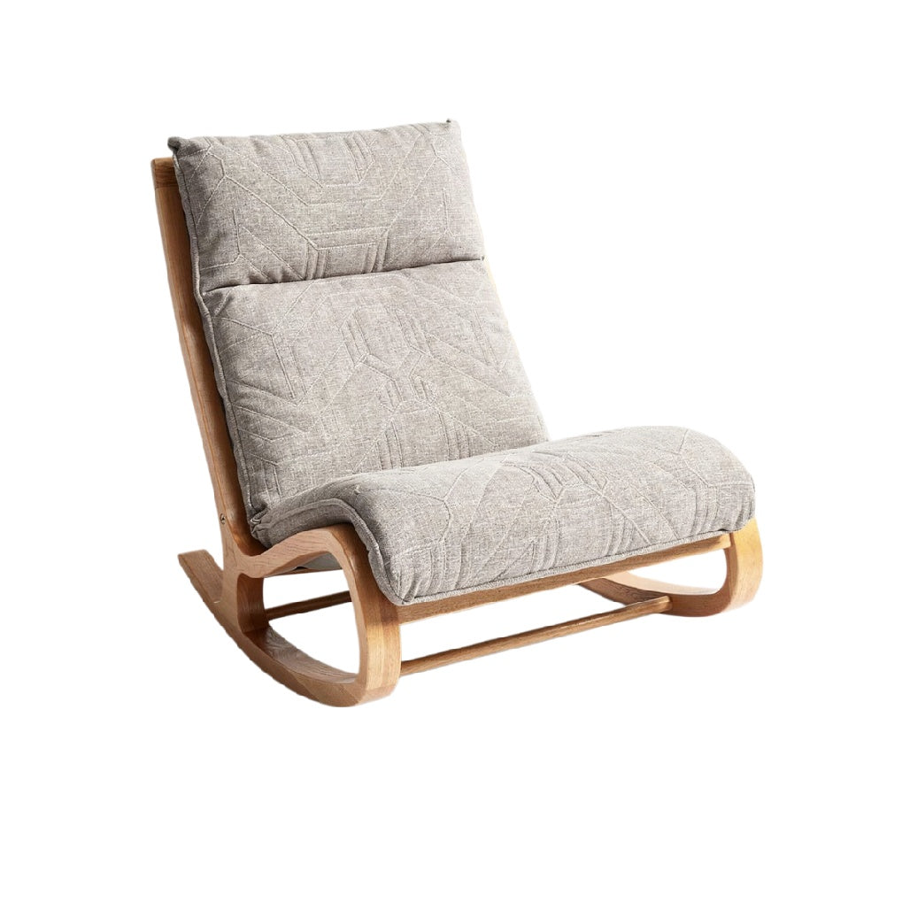 Stijlvolle Schommelstoel met Stoffen Kussen en Houten Frame