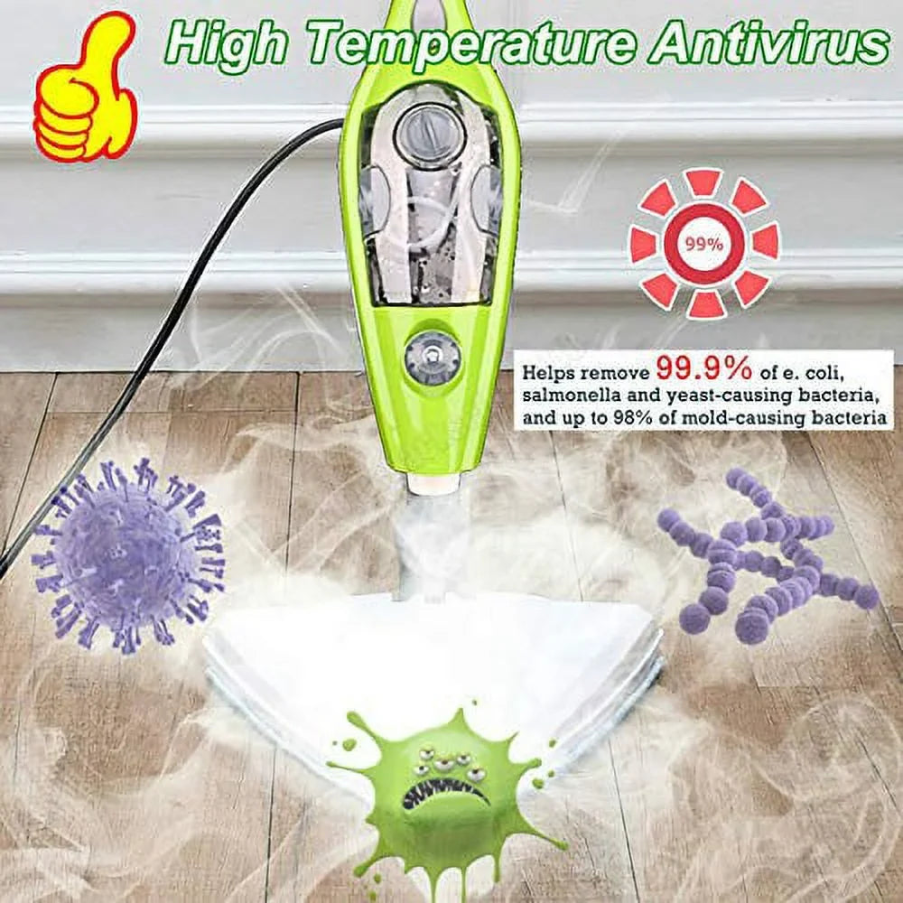 Multi-Function of Heating Fast 10 ml, Mop Types 3.5M 300 Stream 1500 1, for 20 All Carpet/Floor, Up, Clearner In Wire, White/Green Steam W, sec Suitable