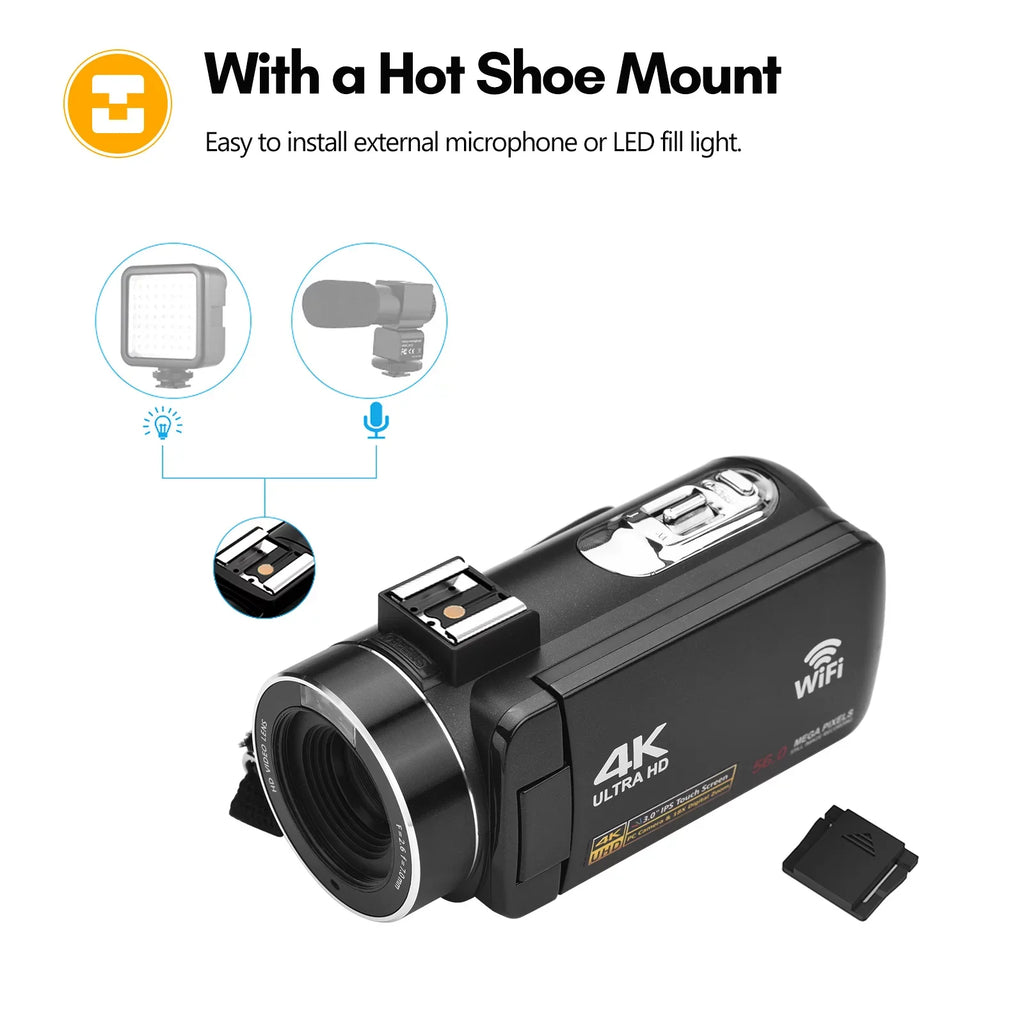 Digital Face Inch WiFi Supports IPS Camcorder Touchscreen Control Detection with Night Video 2pcs 18X 56MP + Bag + -shake IR DV Andoer Batteries Zoom Digital 3.0 Recorder Carry Remote 4K Vision