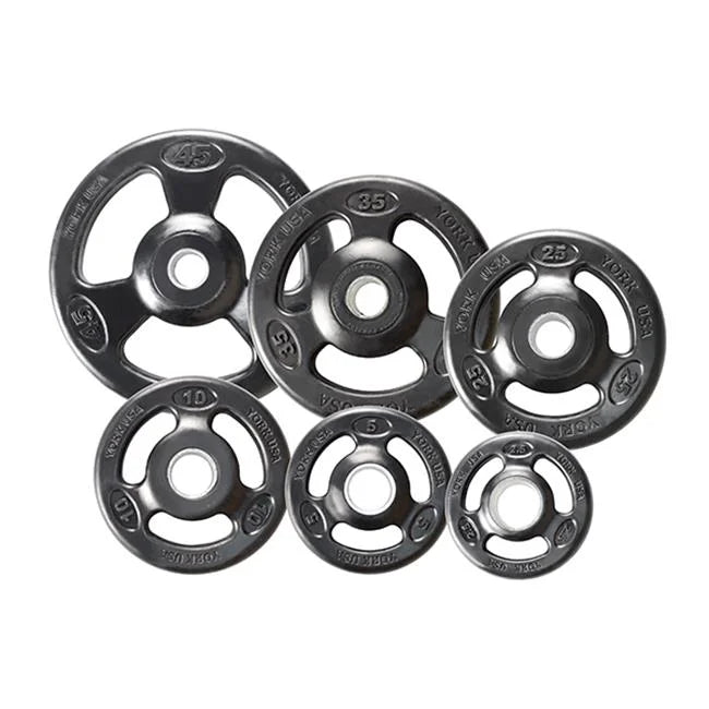Composite Plate, 10 Barbell Iron Steel Black Grip lbs 29012 York Olympic -