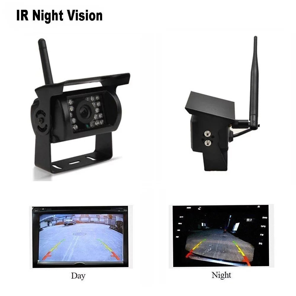 Monitor Vision RV for Wireless Trailer 7" View Cameras Waterproof Dual Bus Truck with Camera Backup Rear Parking Assistance Night