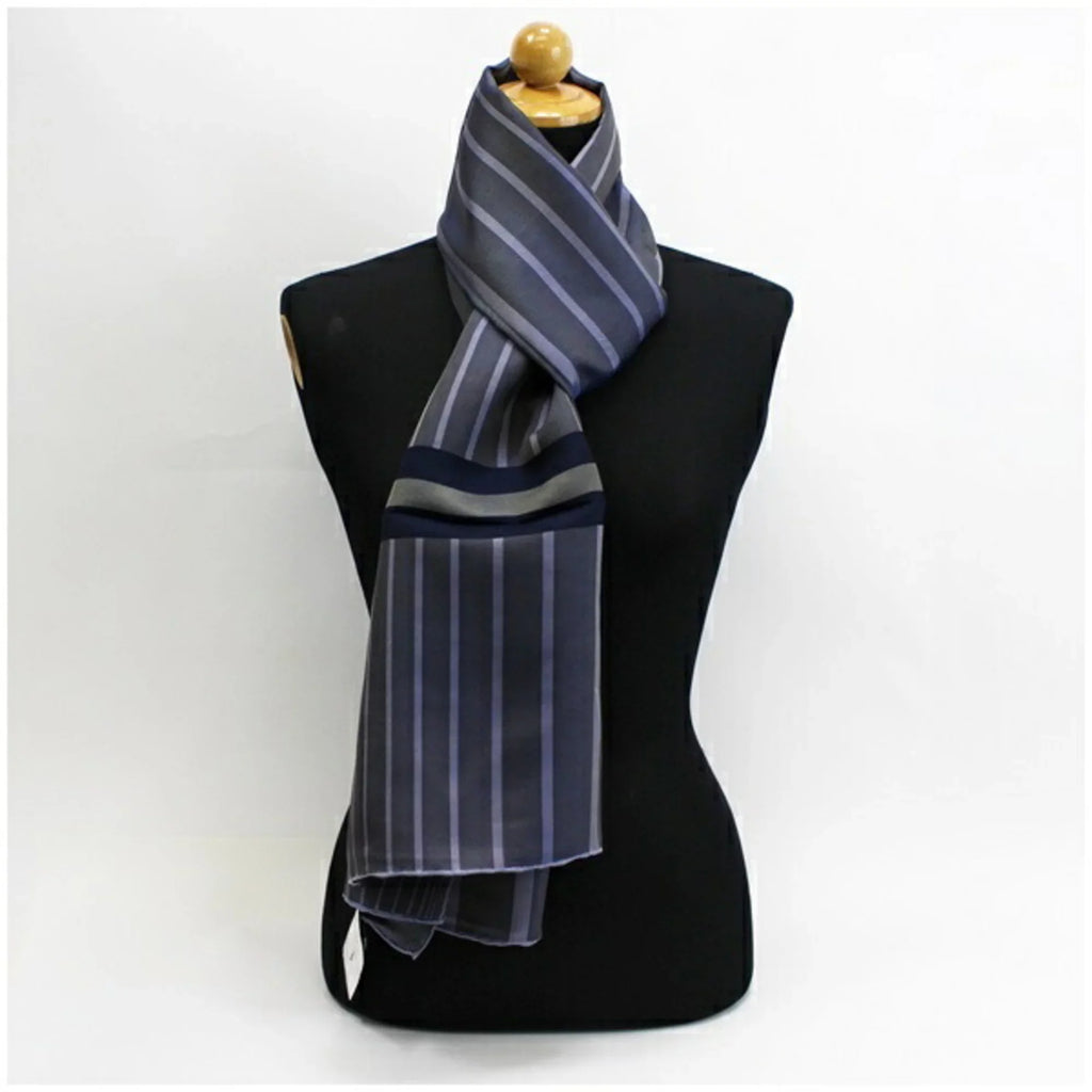 purple (Good) pattern Pre-Owned x striped Gucci GUCCI muffler scarf silk multicolor women's gray navy