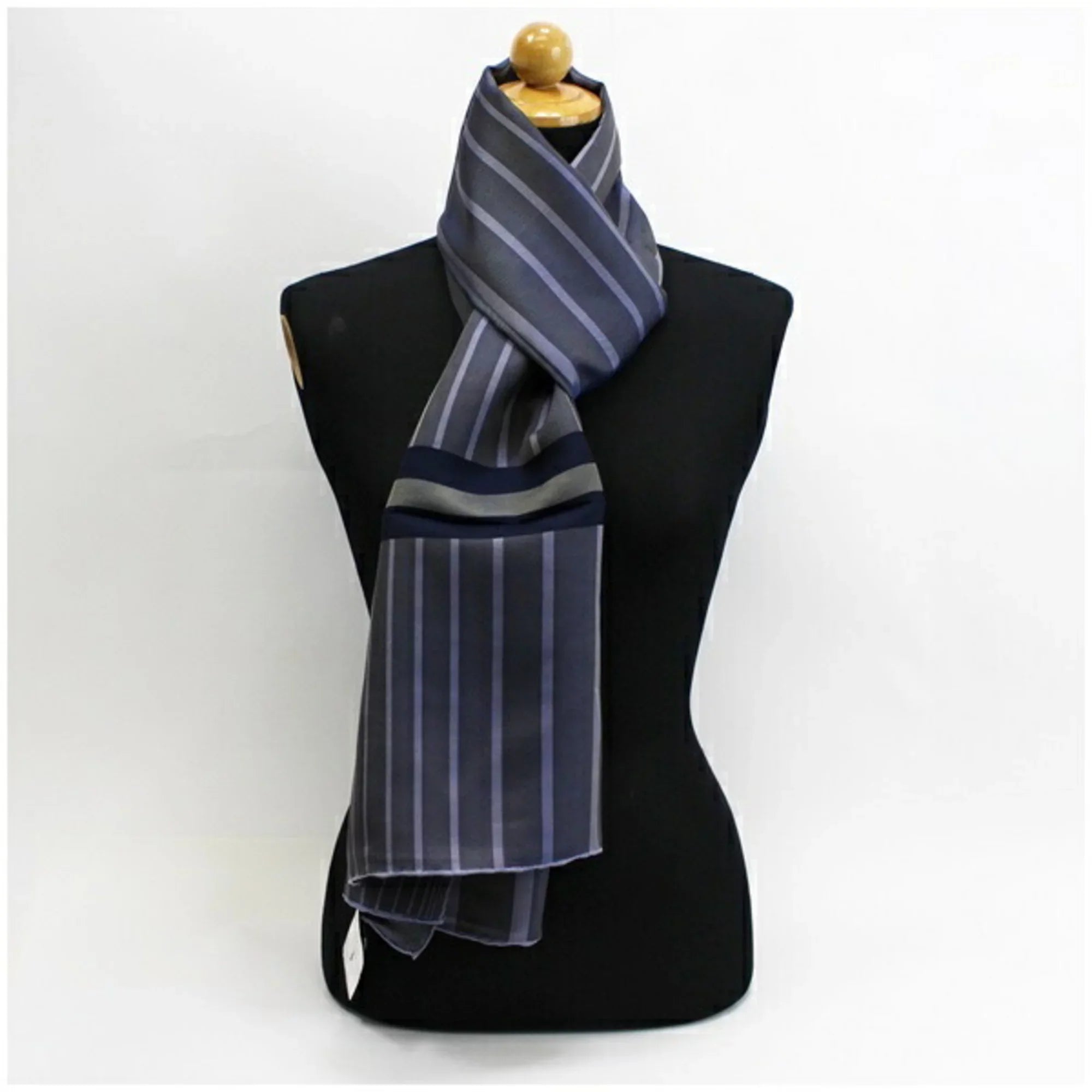 purple (Good) pattern Pre-Owned x striped Gucci GUCCI muffler scarf silk multicolor women's gray navy