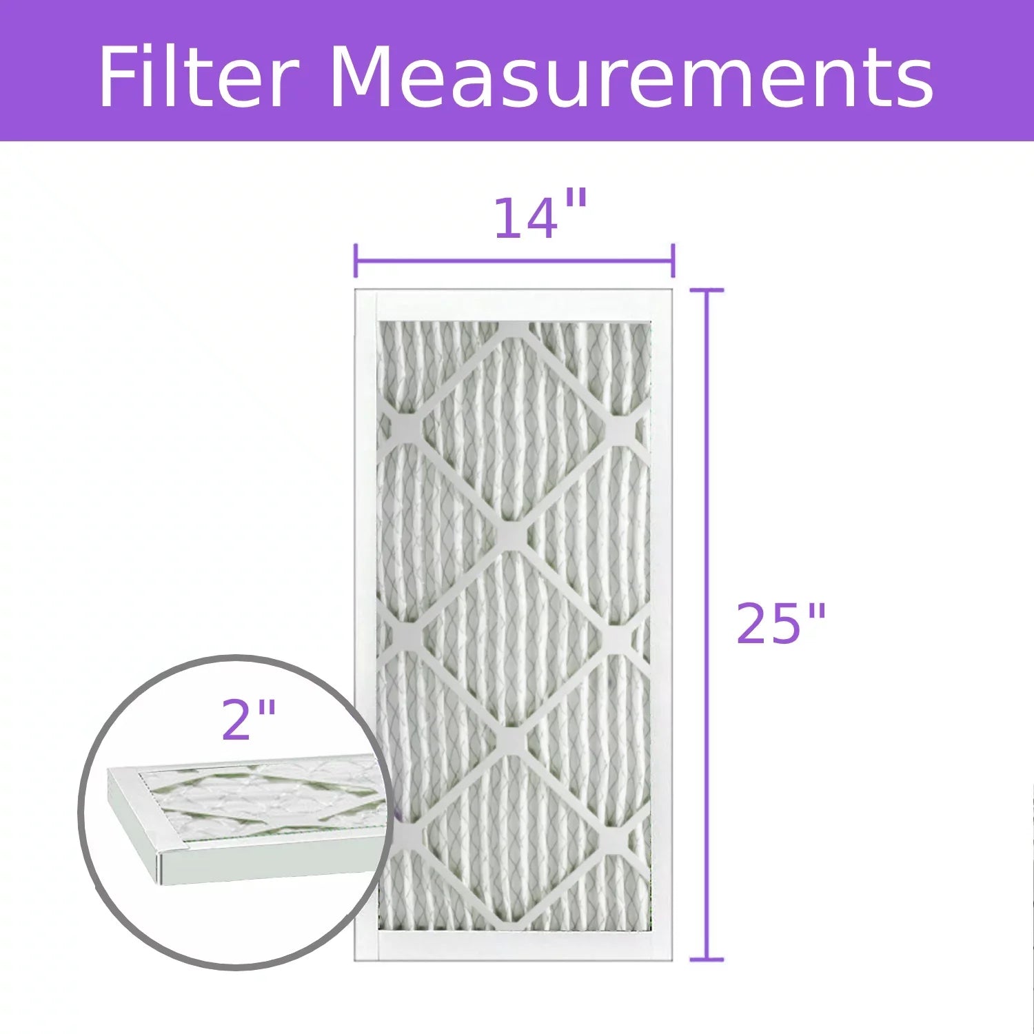 Pleated MERV Mechanical (6 Filter, 14x25x2, Purolator DMK80 Air 8, Pack) Extended Surface