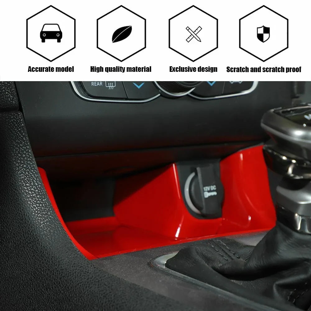 Panel Center Console Red Trim Storage Shift ABS Teledu Gear