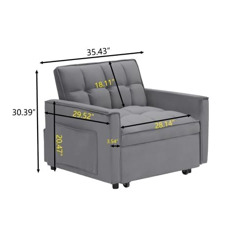 NicBex Sleeper Sofa Chair Bed with USB Port & Cup Holder &Side Table, Beige