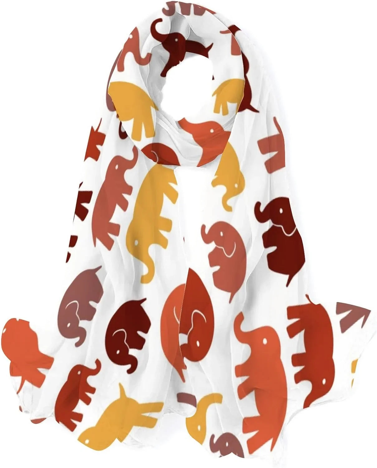 Silk Elephants Wrap Cute Long Scarves White Lightweight for On Women Scarf Shawl Girls Hyjoy Neck