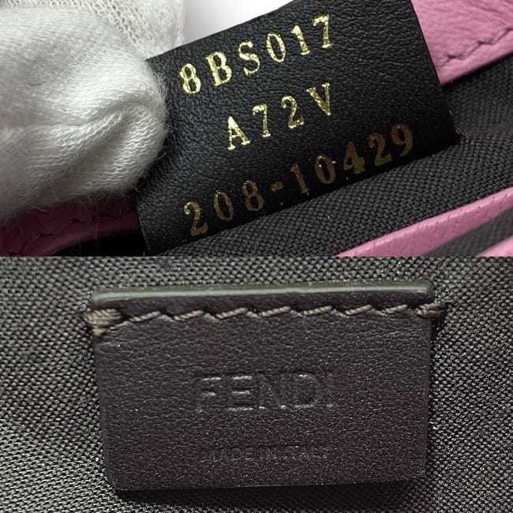 Pink FF Baguette Pre-Owned Chain FENDI Small 8BS017 Leather Shoulder (Like GP Embossed Ladies New) Gold Fendi Bag