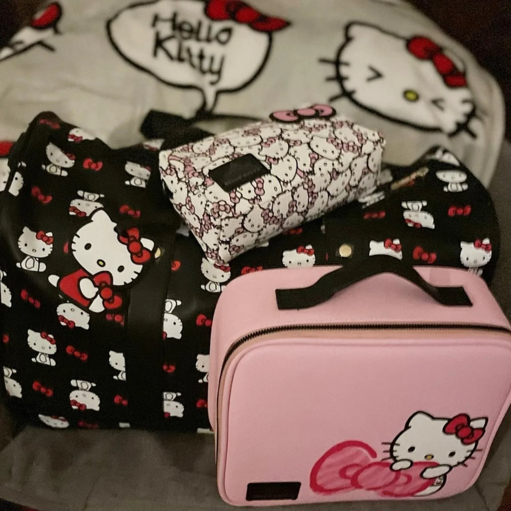 Bag Toiletry Travel Animal) Hello Faux Kitty Leather, Bag Cosmetic Impressions (Pink with Vanity