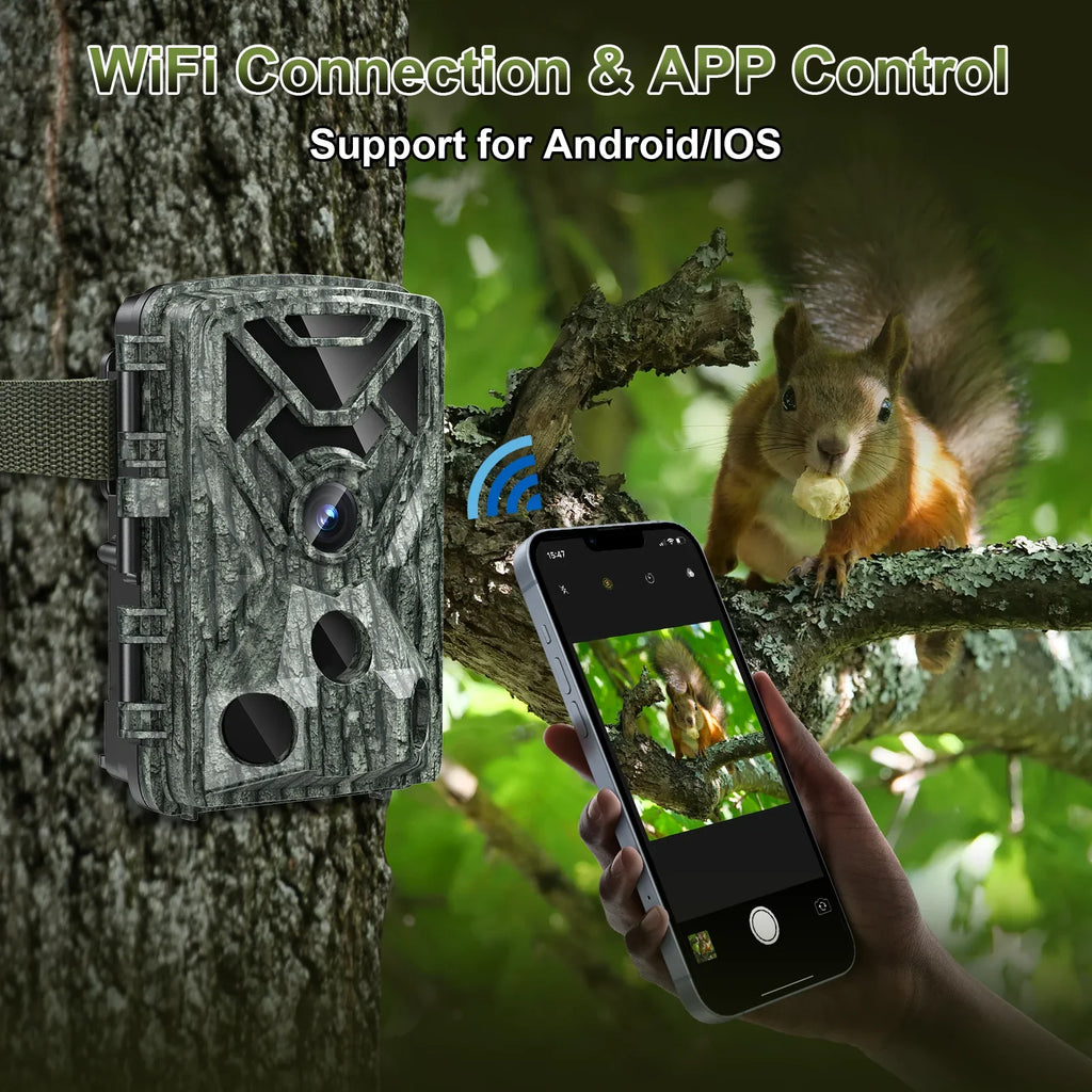 Trail Camera, 48MP Trail Wifi Home 1080P Vision Security Camera with LCD Hunting Activated Game Motion Angel 120° SUNOYAR 2.0" Night Cameras for Waterproof, Wide