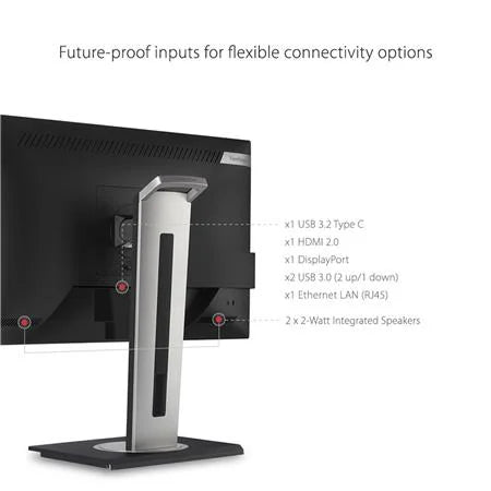 Ergonomics Home Degree Office VG2756-4K 4K and Display Integrated IPS Docking RJ45, HDMI, Tilt USB Monitor C 27 Inch Port ViewSonic 3.2, 40 for with and