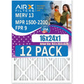 Pack MERV - Rating, CLEAN 12 WICKED Comparable MPR Filters 13 Filter FPR in USA by 9 Air 16x24x1 Made 2200 AIRX 1500 to FILTERS Furnace of AIR. - &