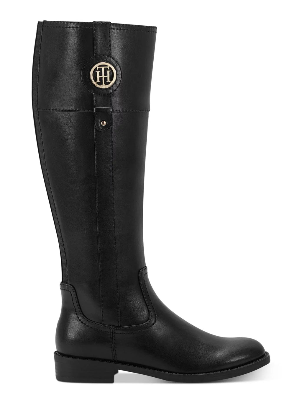 TOMMY Imina Boot Zip-Up Black Padded Flex Womens Logo 7 Block Heel Riding Gore HILFIGER WC M