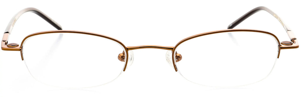 Cocoa Oval Frame Eyeglasses - Prescription Optical Eyewear Shape, RX, Metal Half - Rim