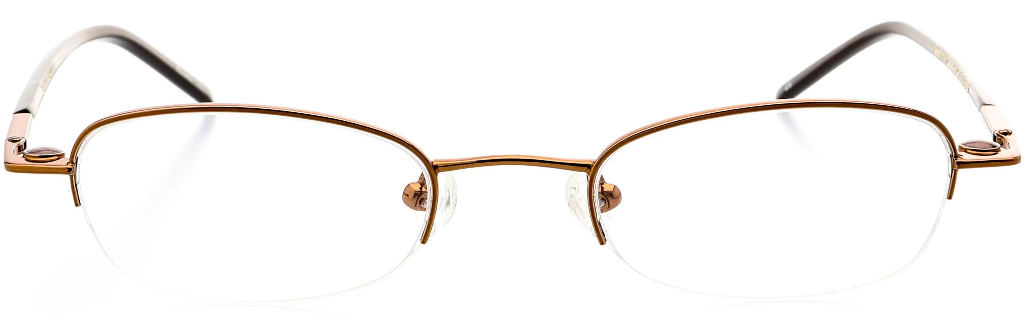 Cocoa Oval Frame Eyeglasses - Prescription Optical Eyewear Shape, RX, Metal Half - Rim