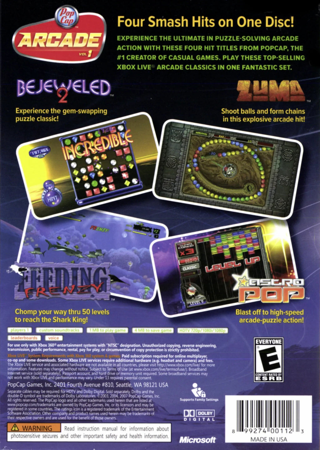 PopCap 1 Xbox 360 - Arcade Volume