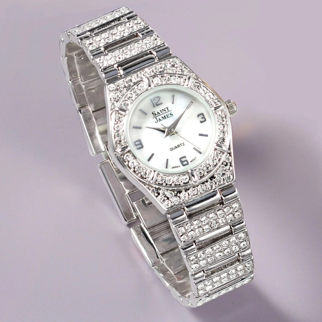 Crystal Mother-Of-Pearl Women's, Watch and Saint 25mm in Steel, Women's Adult Ross-Simons Stainless James