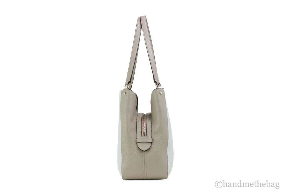 Compartment Leila Kate Spade Satchel (Light Pebbled Colorblock Handbag Sand) Triple Leather Medium