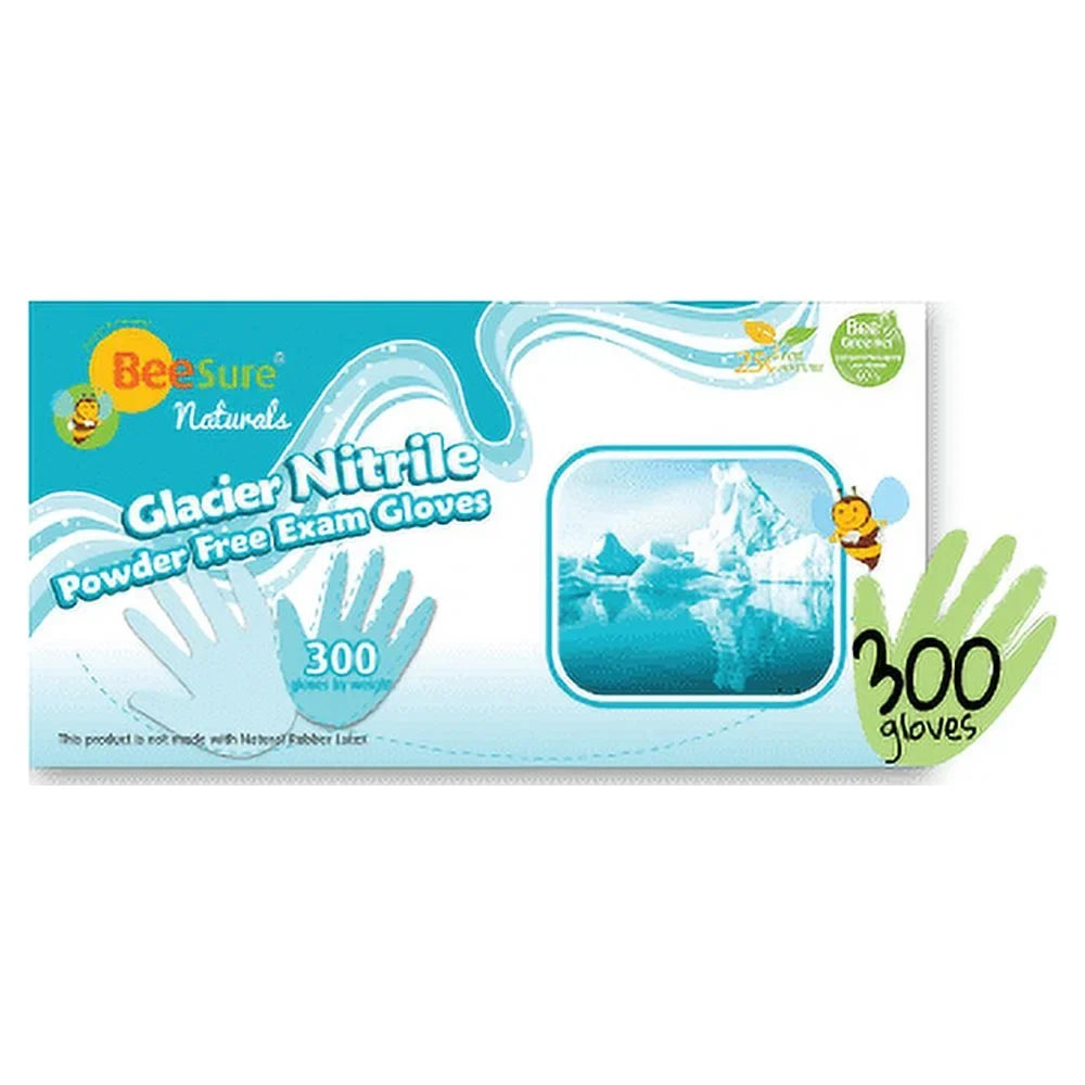 Free Glacier Nitrile 2925 Small Examination 300/Box Extra Blue Cranberry Powder Gloves BeeSure