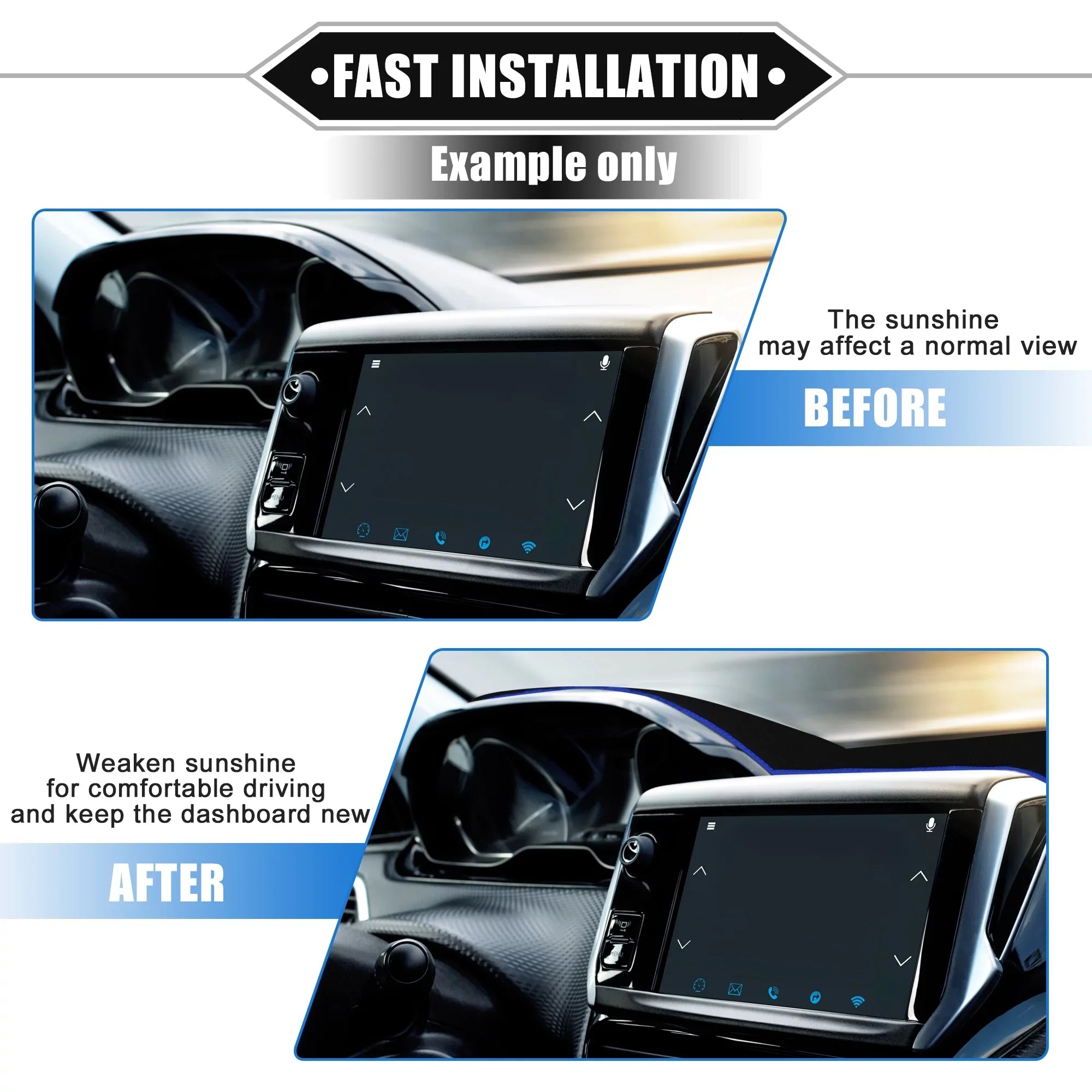 Bargains Dashboard Mat Polyester 1999-2003 Center Black Unique F150 Ford Car Blue for Protective Console Cover