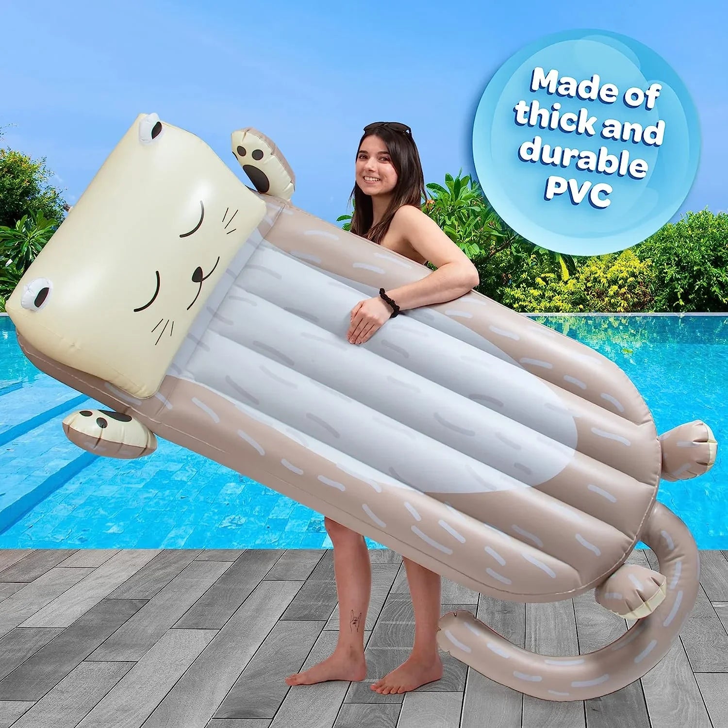 Inflatable Perfect w/Headrest- Kids Measures Swimming Adults- Chair Aquamazing x Cute 64” Pool - & Otter Lounger 26” for Summer for Float
