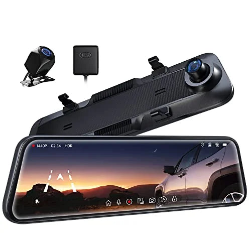 Camera, Assistance, Rear Control, Front for Reversing Dash Voice Cam Mirror Trucks, Vision, and Assistance QHD Dash Night Cam, 1440P 12'' View Parking P12 2.5K Cars Pelsee Dual and Mirror