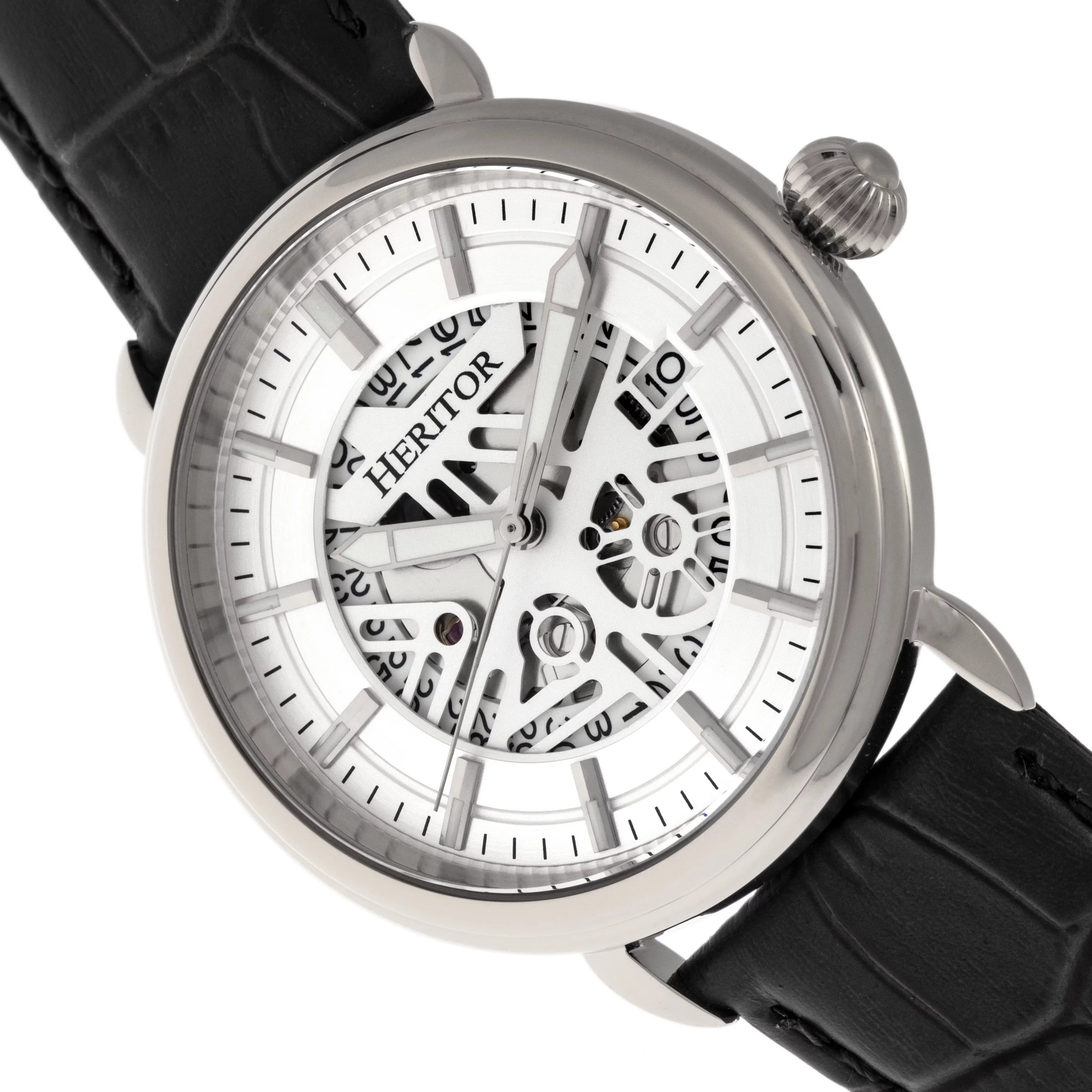 Heritor Silver - Automatic W/Date Watch Mattias Leather-Band