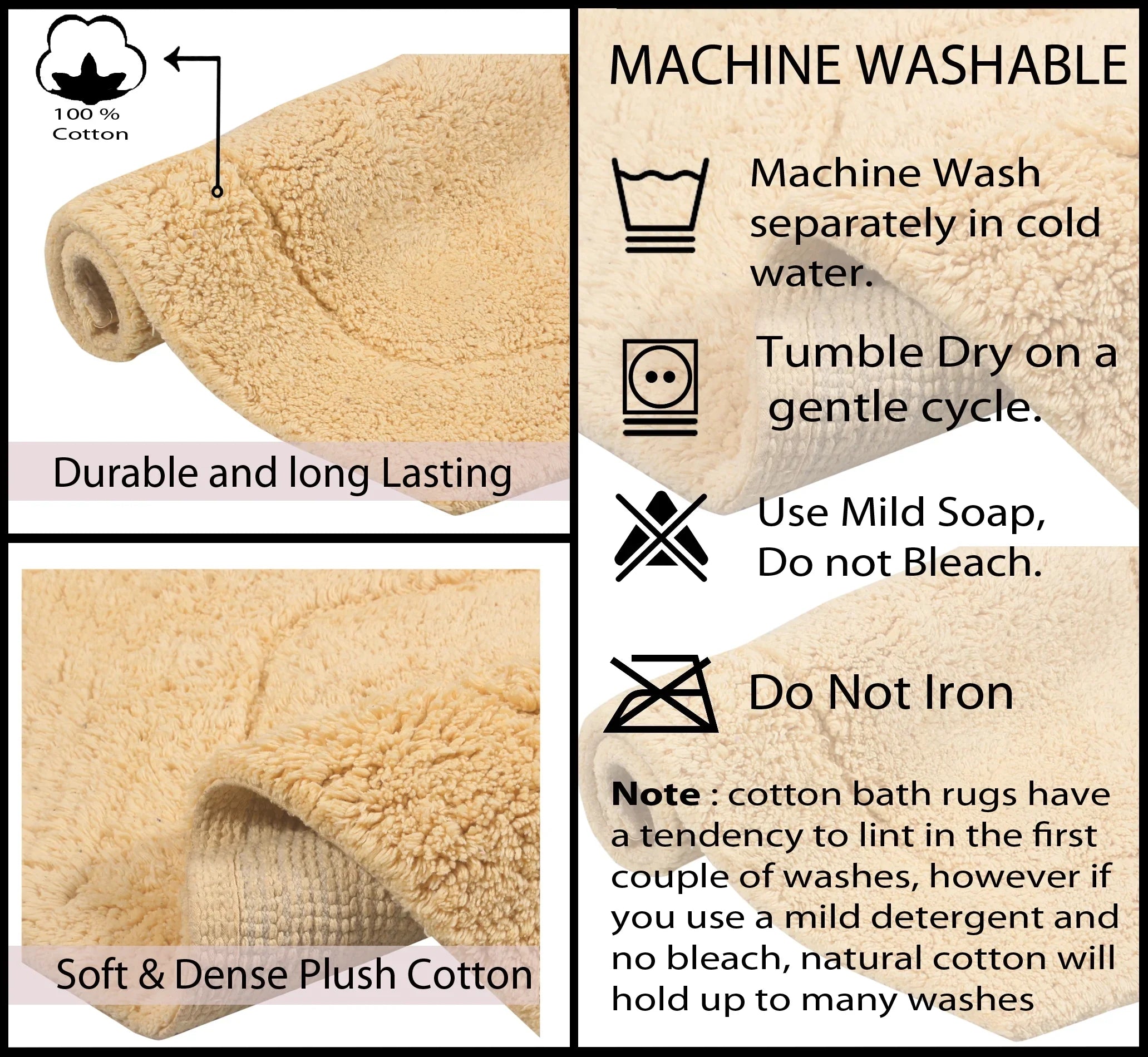 Soft for Wash Non-Slip 34" Bath Dry, 100% rugs bath Bath Collection and Waterford Rug 21" Bathroom Machine Home x Bath Floor, Yellow Rugs, Weavers Absorbent Rug, Tufted Carpet, Cotton Rectangle,