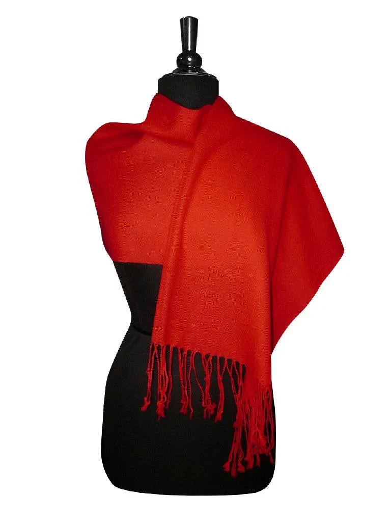 100% Wrap Scarves Solid Pashmina Wool Biagio Scarf RED Womens Color Shawl