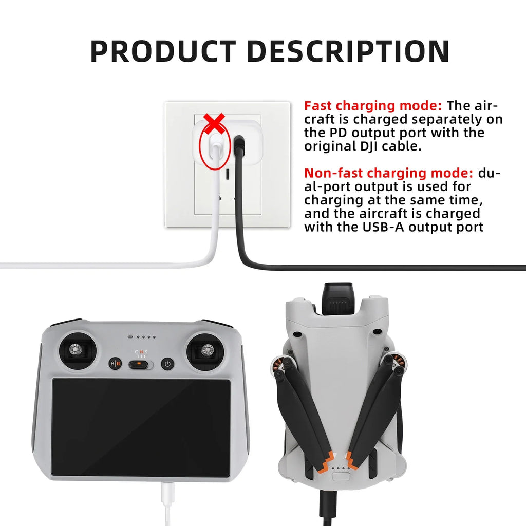Cable for Type-C USB with Parts DJI 2/Mini Charging 3 30W Dual-Port Charger Pro Mini Charging