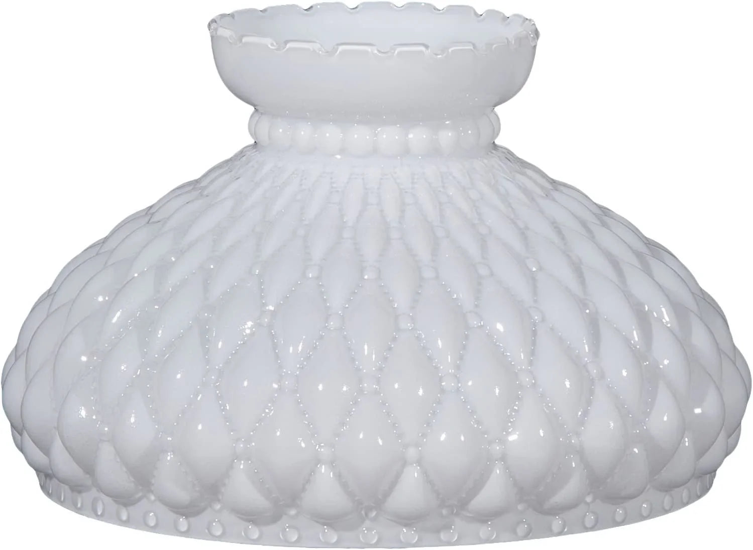 Crimped Pattern Opal GOURE® Glass 10" Top Student Shade with Diamond Quilted
