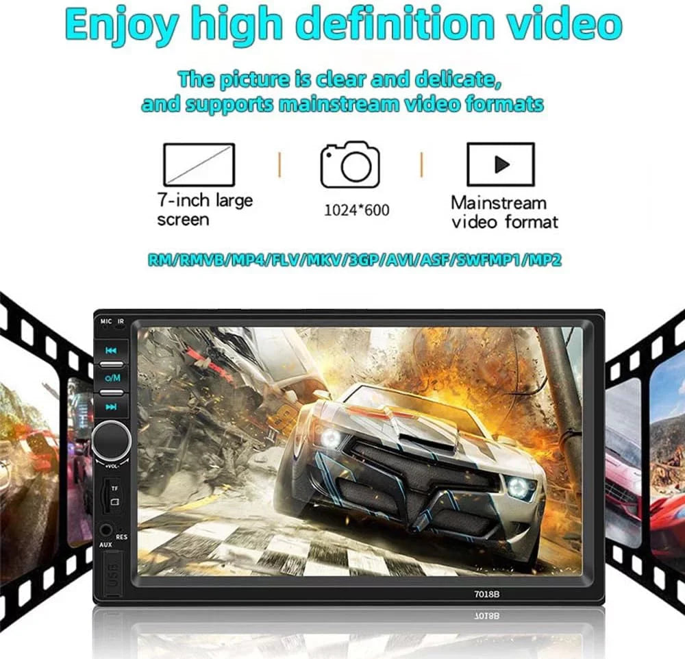 Car Double Control Link 7 Remote Bluetooth Receiver with and Stereo Radio Screen Touch Camera Inch Backup with Audio Mirror USB FM Din Car Radio