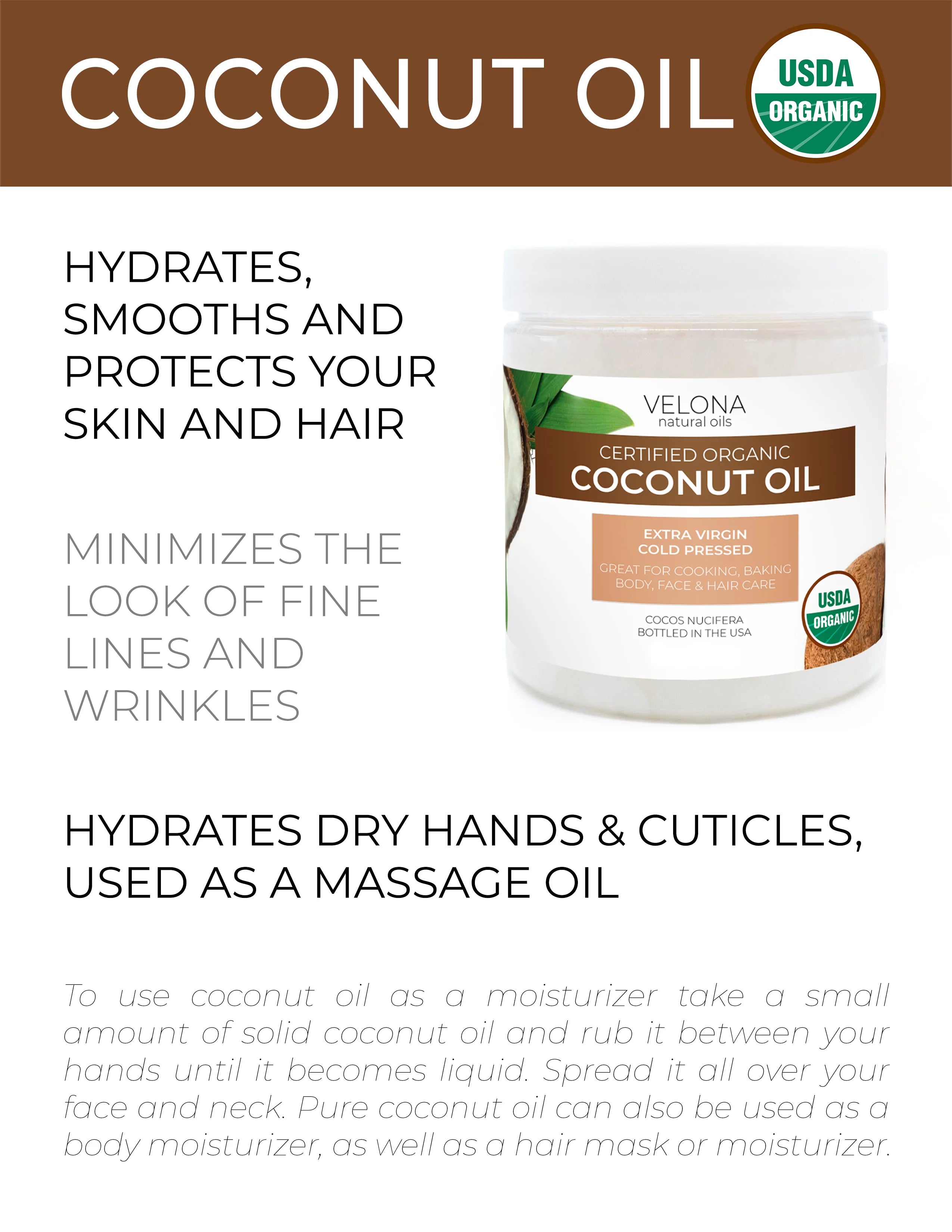 Extra jar Care Skin, Coconut Grade USDA Enjoy Use and Virgin, - Certified Cosmetic Velona Face, | Results Hair Today Virgin | oz Organic 64 Extra Food | Oil - | Cold Pressed | in Body,