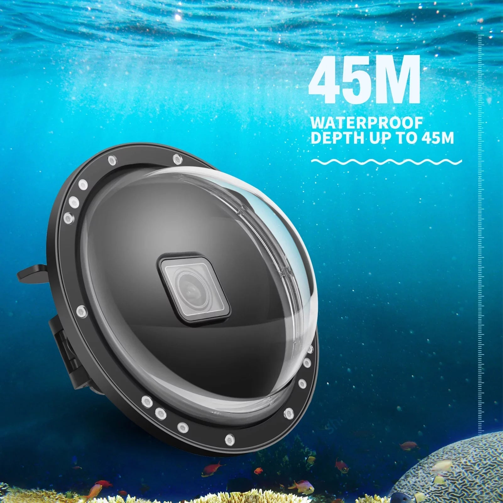 Handle Port Hero Black Dual 180° SHOOT Wide Angle Hero 10 for Dome XTGP559 - Case Waterproof, 9 45m