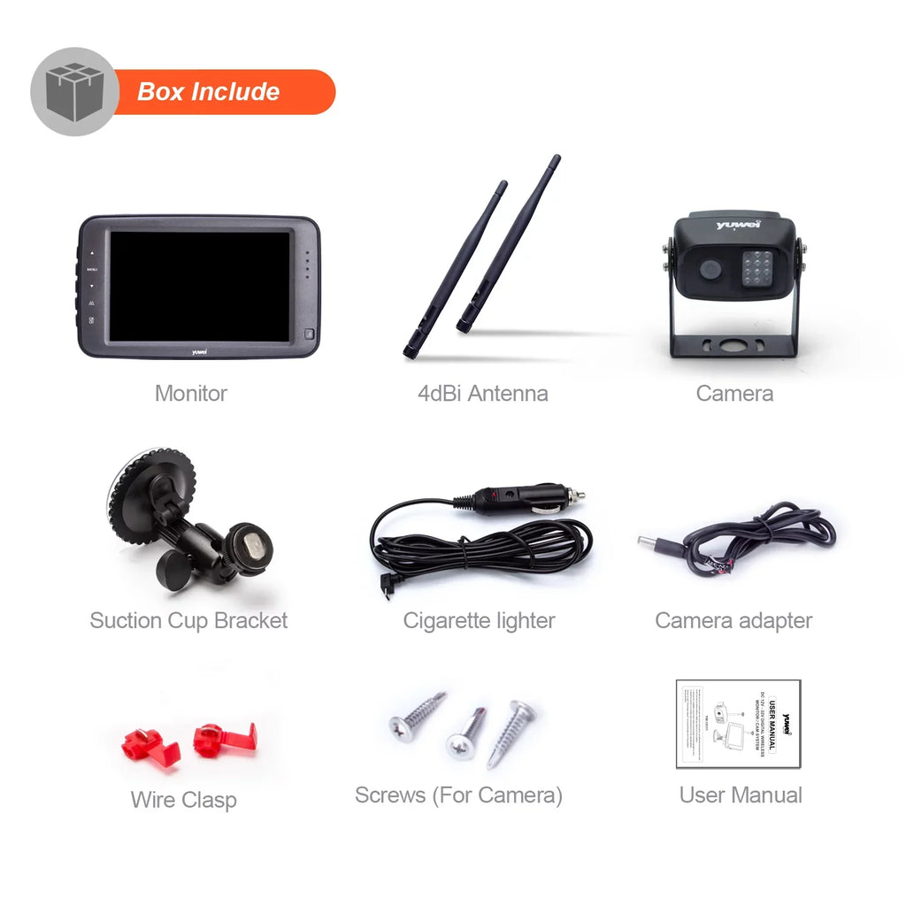 Backup Full Yuwei Wireless System with Digital RVs 5-inch Monitor Color Camera for Trailer, WirelessCam5
