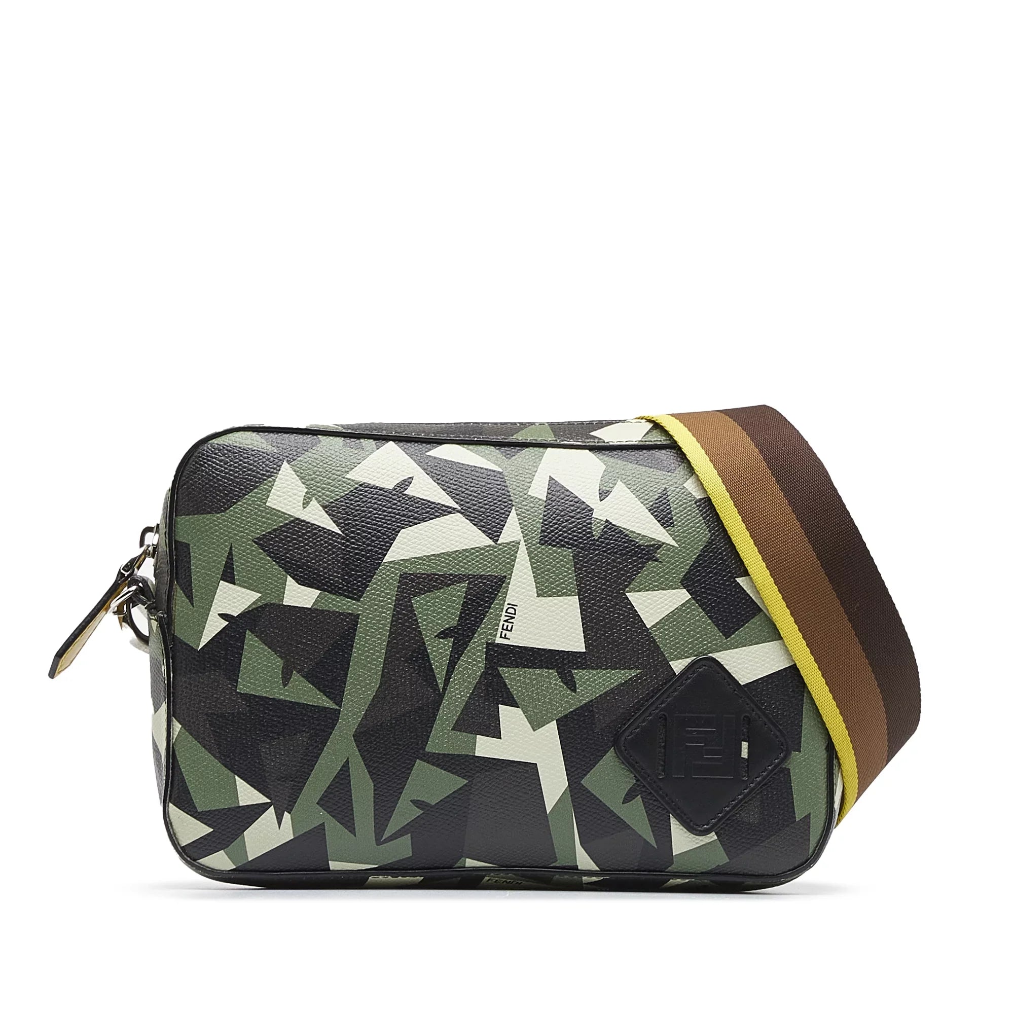 Pre-Owned Camera Monster Calf Eyes Authenticated Green Crossbody Camouflage Bag (Good) Fendi Bag Unisex Leather