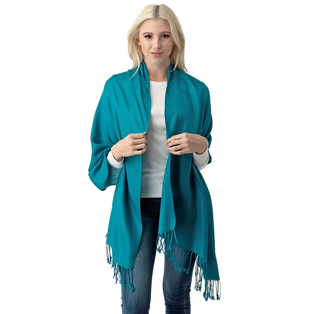 Bridal Set Teal Shawl, Bridesmaid Wedding Shawl of 10 Pashmina Shawl, Scarf Wrap,