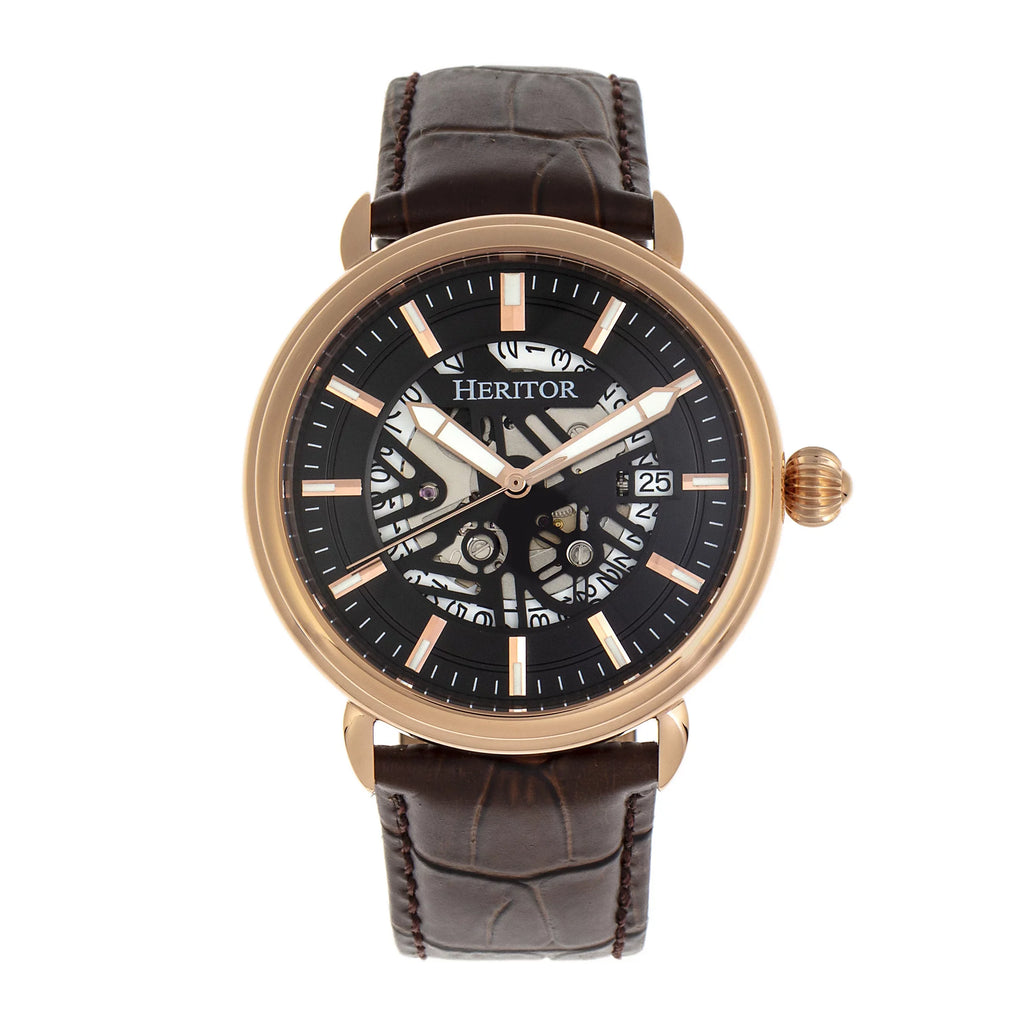 Heritor Silver - Automatic W/Date Watch Mattias Leather-Band